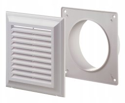 Ventika Kratka wentylacyjna 140x140mm z siatką i kołnierzem okragłym 100mm biała EL140AK