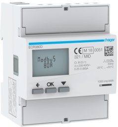 Hager Licznik energii elektrycznej 3-fazowy 80A 4M Modbus MID agardio.measure ECR380D