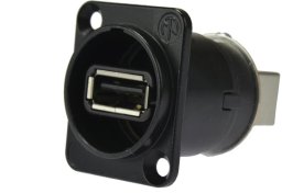NEUTRIK Gniazdo tablicowe panelowe Adapter USB 2.0 A / B odwracalny czarny NAUSB-W-B