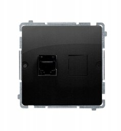 Simon Basic Gniazdo komputerowe RJ45 pojedyncze, kategoria 5e (moduł). Montaż gniazda na wkręty do puszki czarny BMF51.02/49