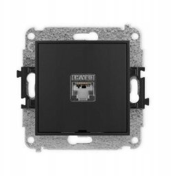 Karlik ICON Mechanizm gniazda komputerowego pojedynczego 1xRJ45, kat. 6, czarny mat 12IGKBO-5