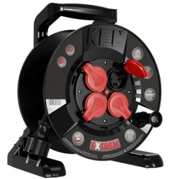 Plastrol Przedłużacz bębnowy EXTREME LINE 4 gniazda z/u IP44 16A H05RR-F 3x1,5 15m czarny W-100022