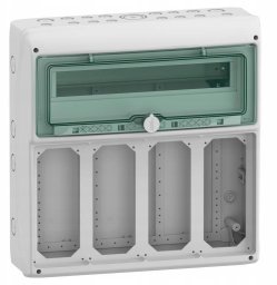 Rozdzielnica 1x18 natynkowa IP65 do gniazd gMRV-1-18+1-NT-T/12 4 otwory 103x225mm 13188