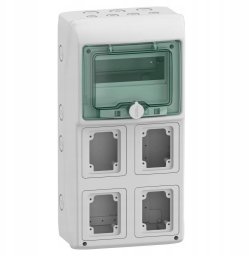 Rozdzielnica 1x8 natynkowa Mureva IP65 do podłączenia gniazd gMRV-1-8-NT-T/4 4 otwory 90x100mm 13179