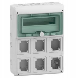 Rozdzielnica 1x12 natynkowa Mureva IP65 do gniazd gMRV-1-12+1-NT-T/6 6 otworów 90x100mm 13181
