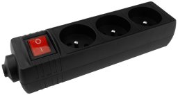 Listwa zasilająca Ecolight 3 gn z/u z wyłącznikiem czarna (M20583)