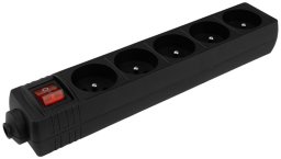 Listwa zasilająca Ecolight 5 gn z/u z wyłącznikiem czarna (M20584)