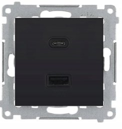 Simon 54 Ładowarka USB C+A (moduł), 30 W, 230V czarny DEC2CAQ.01/49