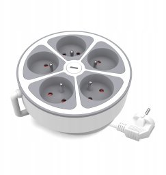 Plastrol Przedłużacz stały 5x z włącznikiem 2m PS-570WS/O/2 E W-30014