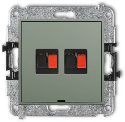 Karlik MINI Mechanizm gniazda głośnikowego podwójnego, bez pola opisowego w kolorze szałwiowym 61MGGBO-2