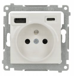 Kontakt-Simon Simon Gniazdo wtyczkowe z zintegrowaną ładowarką USB C+A (moduł), 2.1 A, 5 V DC, 230 V biały DGZ1ZUSB2CA.01/11