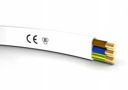 Shumee Kabel instalacyjny płaski YDYp 3x1,5mm2 biały 450/750V drut Eltrim /100m/