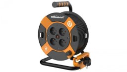 Przedłużacz bębnowy 4-gniazdowy H05VV-F 3G1.5, 25m pomarańczowo-czarny / 24624