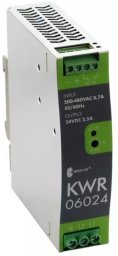 Przetwornica SilentiumPC Zasilacz impulsowy KWR 06024 230-400/ 24VDC 2,5A 60W na szynę DIN, Uzas: 180-550VAVAC, Ta70, 17000-1802
