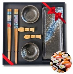 Zestaw naczyń do podawania sushi ceramiczny porcelana dla 2 osób pomysł na prezent