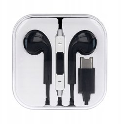 Ecobox Słuchawki przewodowe douszne TYP-C Czarny