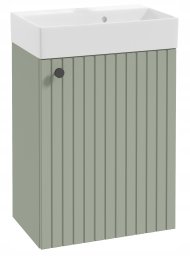 UAB KAME Szafka łazienkowa z umywalką eukaliptusowy uchwyt czarny ryflowana 50x70cm Kiara