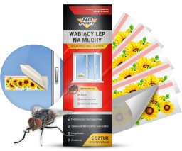 NO PEST Wabiący Lep Pułapka Lepowa na Muchy Muszki Owocówki Meszki Mole Komary Ćmy na Okno Ścianę (5 szt)
