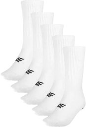 Skarpety 4F Męskie długie 5-Pak Białe Sportowe M