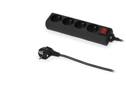 Listwa zasilająca Plastrol Przedłużacz elektryczny Listwa zasilająca na 4 gniazda 2P+Z z wyłącznikiem czarna 5m ECO* PLASTROL