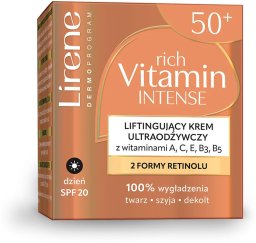 Lirene liftingujący krem ultraodżywczy z SPF 20 i witaminami A, C, E, B3, B5 50+ na dzień 50ml