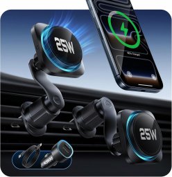 ESR OMNILOCK CRYOBOOST MAGNETIC MAGSAFE VENT CAR MOUNT WIRLESSS CHARGER QI2.2 25W BLACK