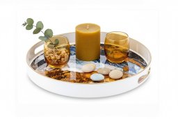 Taca dekoracyjna 34,5 cm Biało-nieb-brąz 159833