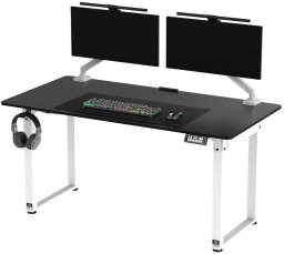Biurko Ultradesk Biurko dla gracza QUEST, 140x70cm, 72-120cm, biały-czarny