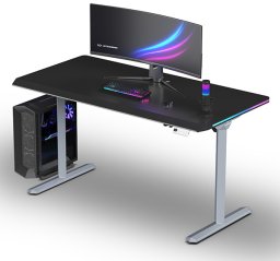 Biurko Ultradesk Biurko dla gracza QUEST, 140x70cm, 72-120cm, szary-czarny