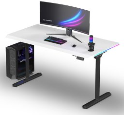 Biurko Ultradesk Biurko dla gracza QUEST, 140x70cm, 72-120cm, czarno-biały