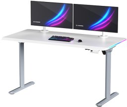 Biurko Ultradesk Biurko dla gracza QUEST, 140x70cm, 72-120cm, szary-biały