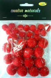 Shan Pompony glitter czerwony 15x25mm 30szt