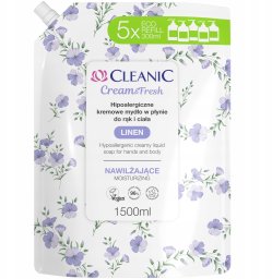 Compagnie de Provence CLEANIC Cream & Fresh Hipoalergiczny Kremowe Mydło w płynie do rąk i ciała Linen - nawilżające 1500 ml