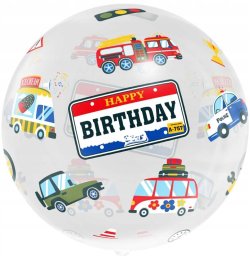 GoDan Balon Aqua kryształowy, Happy Birthday pojazdy