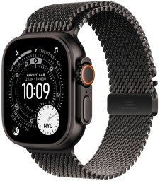 Smartwatch Apple Watch Ultra 3 GPS + Cellular 49mm Black Titanium / Titanium Milanese Loop L Czarny  (MF1T4QP/A)