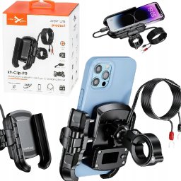 Uchwyt motocyklowy z ładowarką USB-C do telefonu - R9-Clip-PD