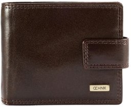 OCHNIK PL-105-89 brązowy skórzany portfel damski slim klasyczna elegancja (KS)