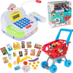 Kasa fiskalna sklepowa z wózkiem i produktami