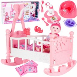 Łóżeczko Kołyska z Karuzelką + Lalka i Nocnik