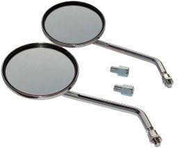 Z.P.H. Moto-Mer Lusterka okrągłe, chromowane, metalowe 22cm M8 P/P + redukcje zestaw M10