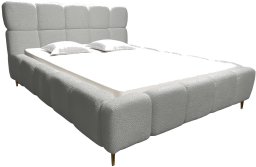 Łóżko tapicerowane Lux 200x200 z pojemnikiem na pościel bukla kolor szary