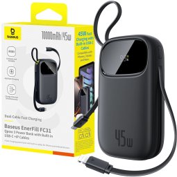 Powerbank Baseus Powerbank EnerFill FC31 10000mAh 45W z kablami USB-C i Lightning - czarny