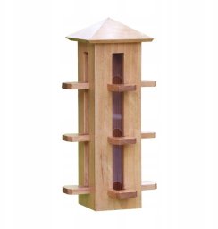 Karmnik dla ptaków, drewniany, wiszący, wieża 24x24x50 cm