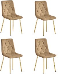 OSKAR Krzesło upholstered brown velvet with golden legs for kitchen dining x4 LIBRA