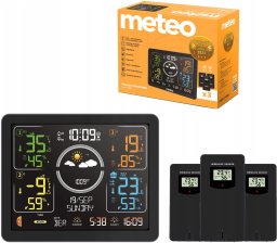 STACJA POGODOWA Z DCF METEO SP301 POGODYNKA HIGROMETR BAROMETR 3 CZUJNIKI