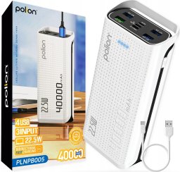 Powerbank 40000mAh 22,5W USB-C USB-A Micro-USB PD QC szybkie ładowanie