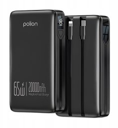 Powerbank 20000mAh 65W 2xUSB-C USB-A PD3.0 QC3.0 LED szybkie ładowanie