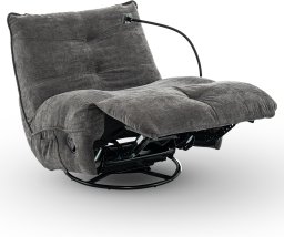 Fotel wypoczynkowy obrotowy COSMO c. szary rozkładany leżanka szenil