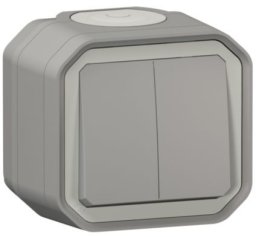 Legrand NOWE PLEXO 55 Łącznik podwójny/przycisk podwójny komplet natynkowy 10 AX - 250 V AC szary 069715L