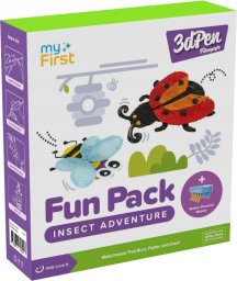 myFirst 3dPen Make Filaments Fun Pack - zestaw kreatywny do długopisu 3dPen, zawiera 5 szablonów, 13 wkładów PCL (26 m), ruchoma baza na baterię, arkusz termoplastyczny (insect adventure)